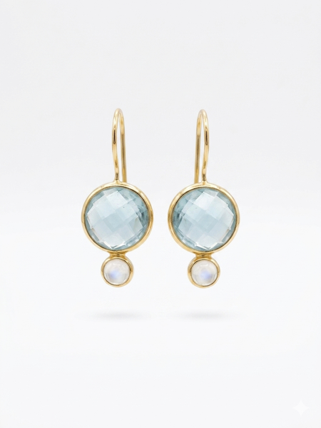Pale aqua chalcedony round stones with moonstone accent