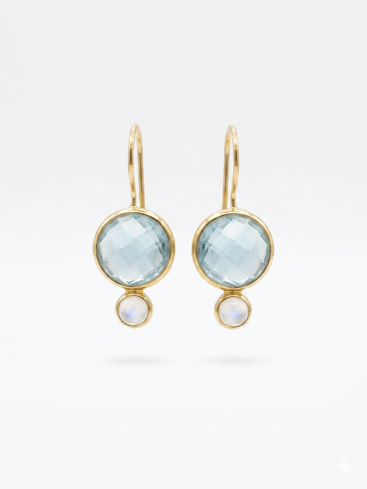 Pale aqua chalcedony round stones with moonstone accent