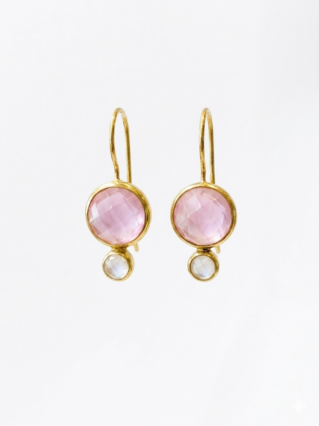 Pale pink chalcedony round stones with moonstone accent