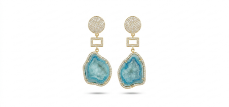 Light Aqua Geode Earrings with Geometric Accent (Copy) (Copy) (Copy)