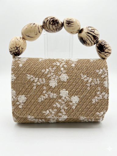 SHD Jute Fiber Bag Floral Embroidery