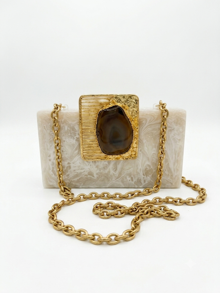 Resin Clutch - Sliced Geode Texture