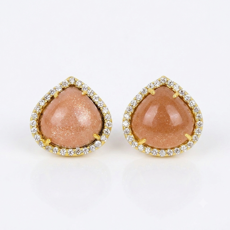 Everyday Lux Deep Peach Chalcedony Post Earrings