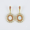 Everyday Lux Oval Opalite Drop Earrings With Fucshia Cubic Zirconia