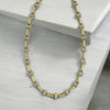 Hammered cz encrusted link necklace