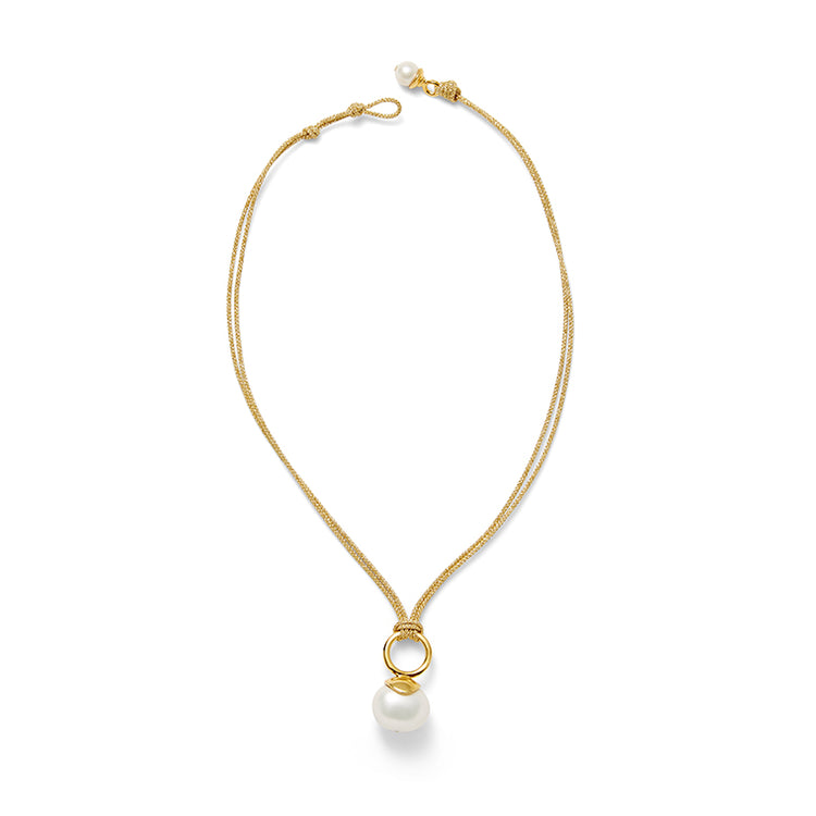 Modern cord pearl pendant gold/white