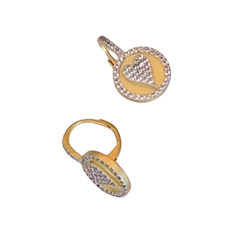 Matte Gold Pave Heart Earring