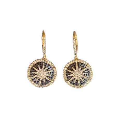 Matte Gold and Black Pave Starburst Earrings