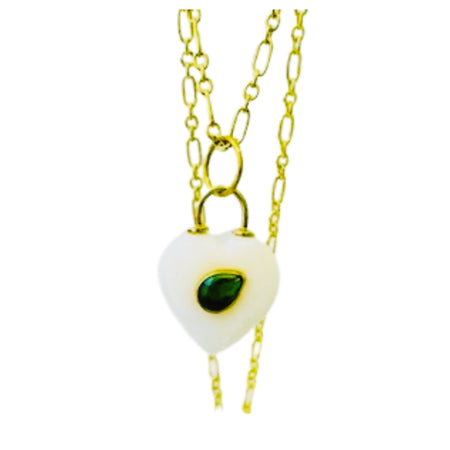 Moonstone and Emerald Green Cubic Zirconia Heart of Stone