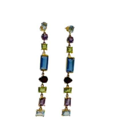 Semi Precious Multi Stone Drop Earrings - blue feature