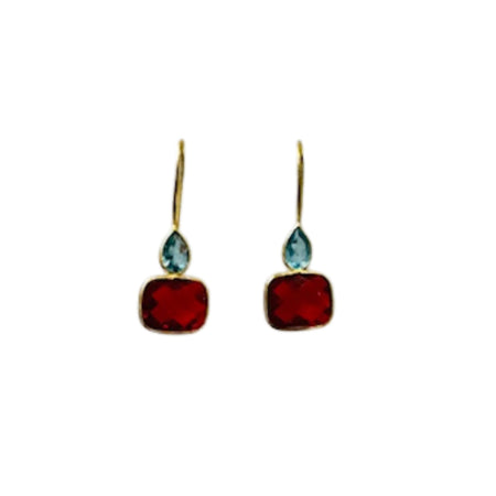 Ear Candy Quartz drop bezel earrings with earwire detail