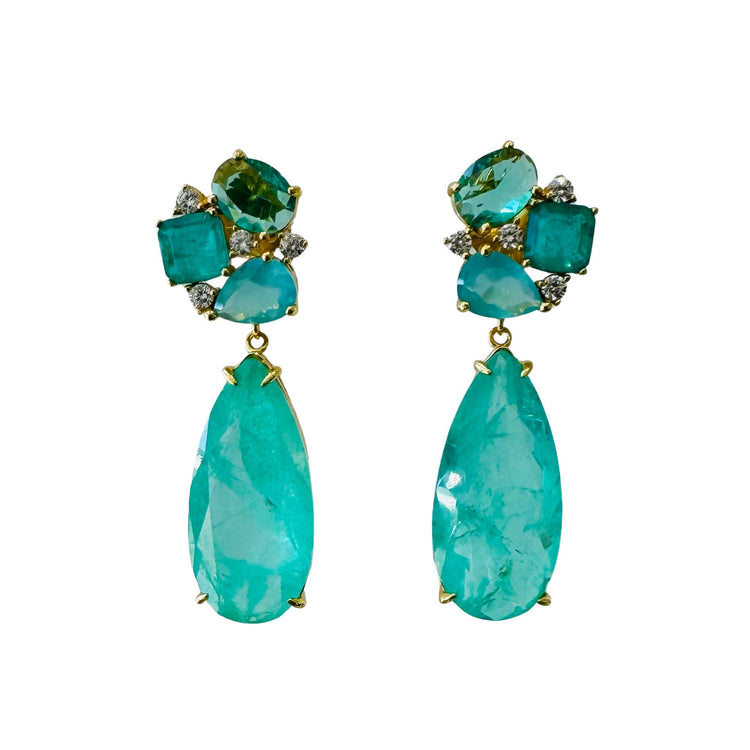 Cluster stone earring - Aqua Stone Cluster