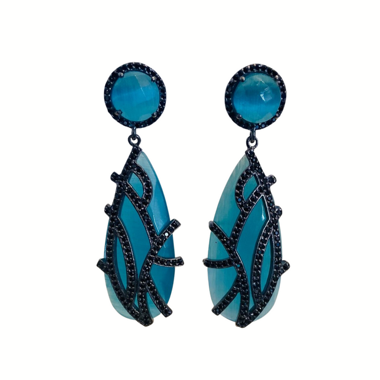 Blue Chalcedony overlay earrings