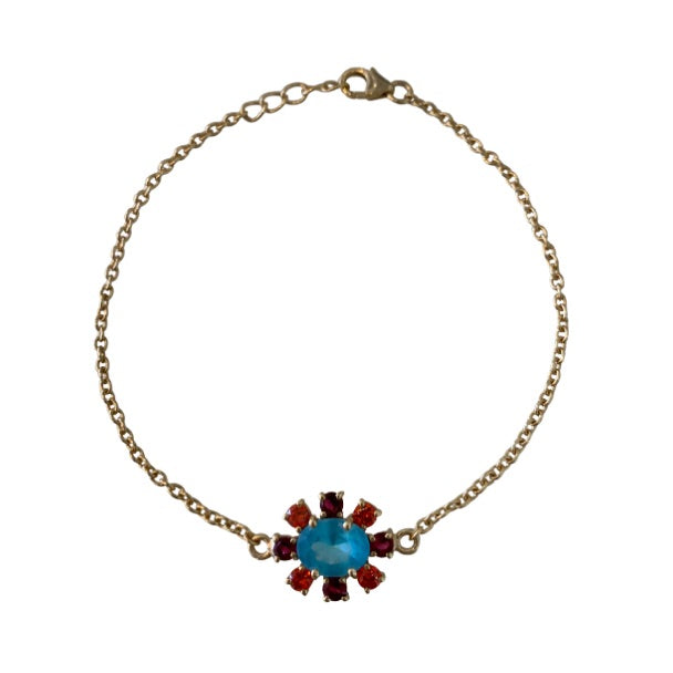 Cz Flower Bracelet olive/ multi
