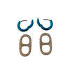 Electroplated Blue Hoop Earrings with Cz encrusted Mariner Links