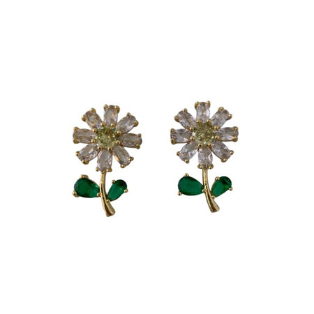 Cz embellished daisy post earrings