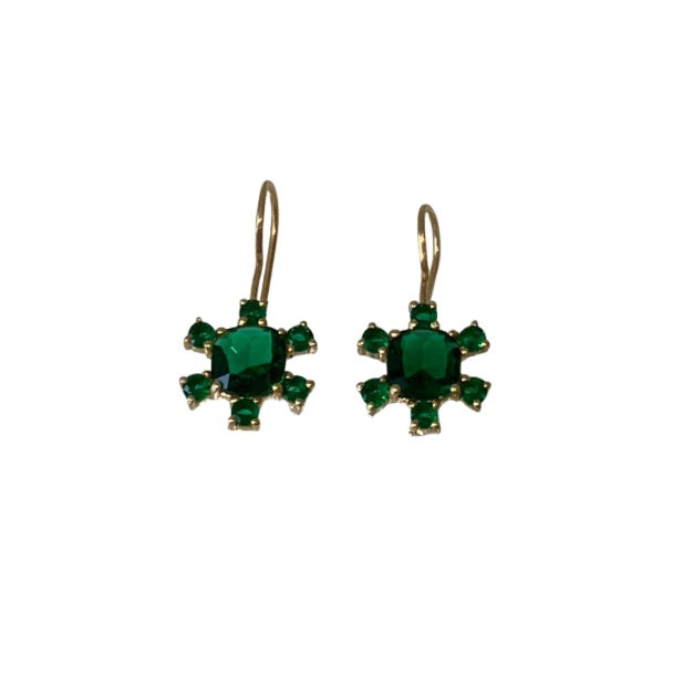 Cz embellished flower drops green