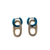 Electroplated Blue Hoop Earrings with Cz encrusted Mariner Links