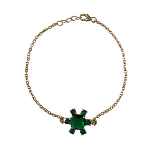 Cz Flower Bracelet Green