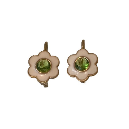 Enamel flower with green accent