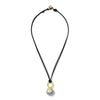 Modern cord pearl pendant black/pewter