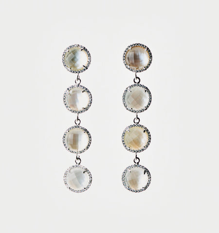4-Stone Drop Earrings - watercolors - chiffon quartz