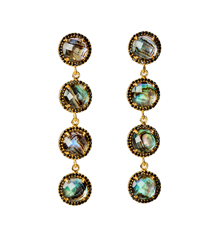 4-Stone Drop Earrings - watercolors - abalone