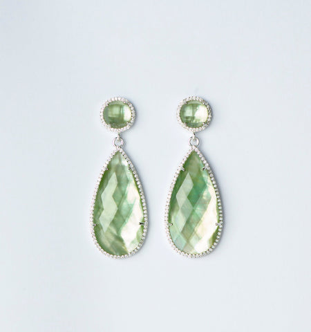 Drop Earrings - watercolor - pale sage green