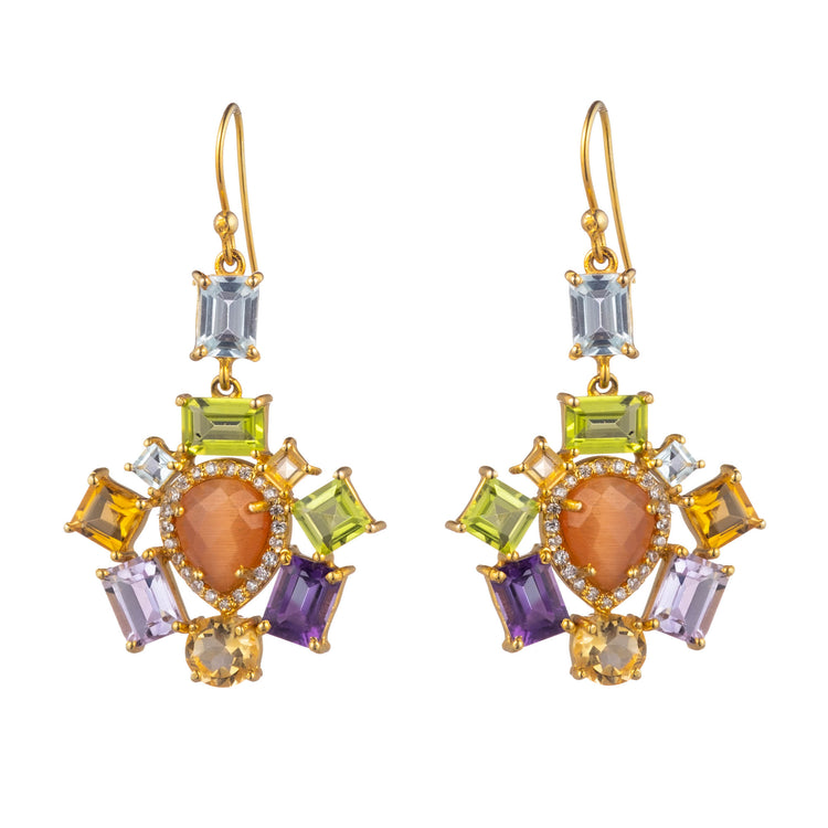 Semi precious orange quartz drop earrings