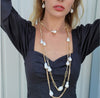 Paperclip Chain Necklace with 5 Baroque Pearls