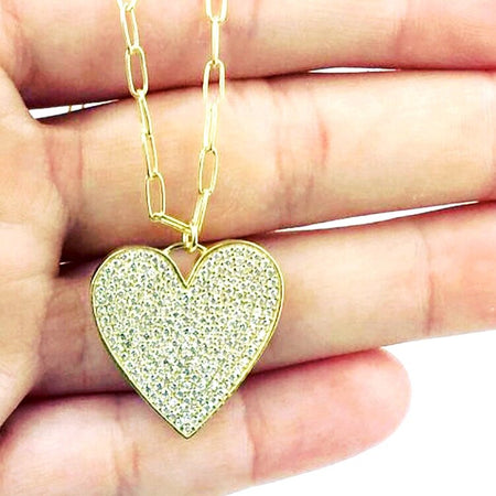 Heart Pendant on Gold Link Necklace
