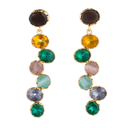 Multicolor quartz drop bezel earrings dusk