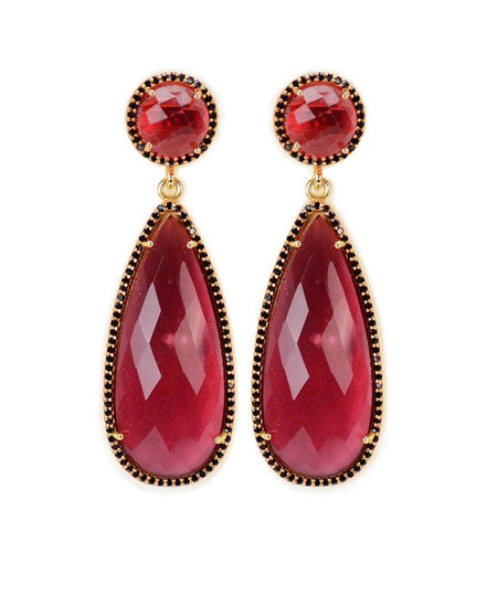 Ruby quartz drop earrings