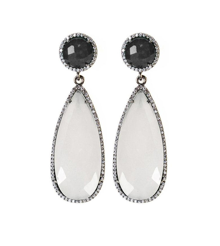 Black and white onyx drop earring