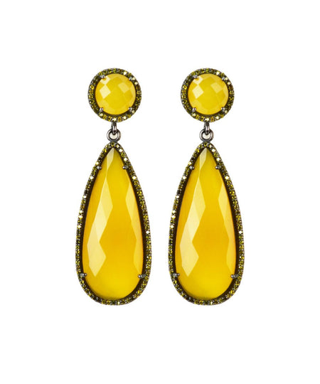 Yellow chalcedony drop earrings