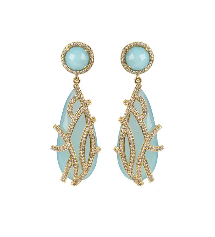 Opal blue overlay earrings