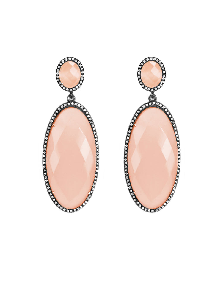Pink Oval Drop Earrings