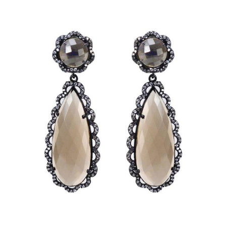 Smoky quartz scallop earrings