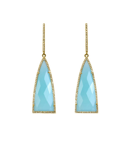Opal Blue Triangle Drop Earrings