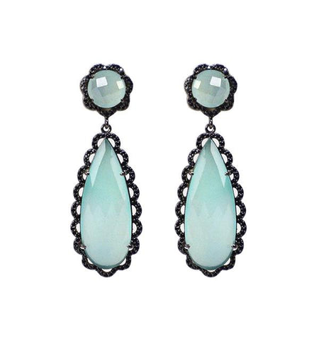 Opal blue scallop earrings
