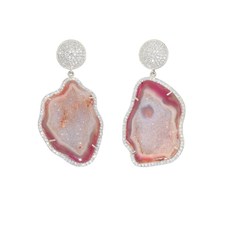 Rose Geode Drop Earrings
