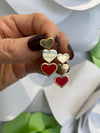 14kt Gold and Mother of Pearl Triple Heart Earrings