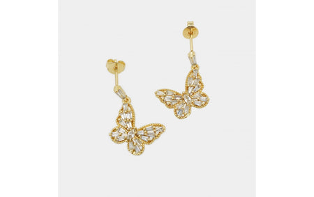 Cubic Zirconia Butterfly Drop Earrings