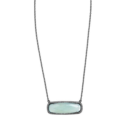 Opal Blue Rectangle Necklace