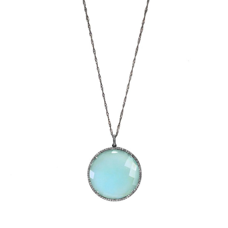 Opal Blue Pendant Necklace