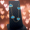 Turquoise 14 Kt Gold Hearts Necklace