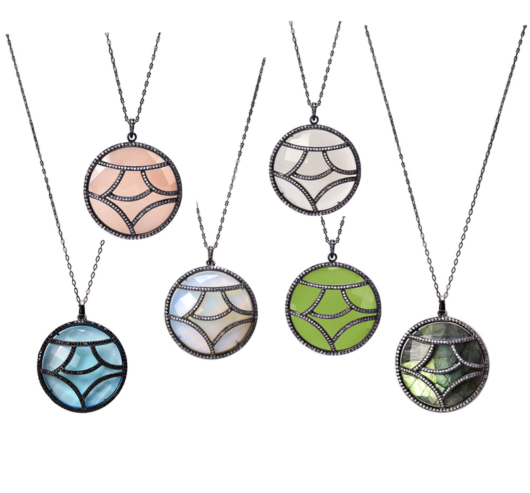 Round pendants with overlay