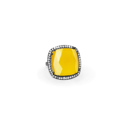 Yellow Chalcedony Square Ring