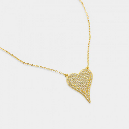 Elongated Heart Necklace with micro pave czs