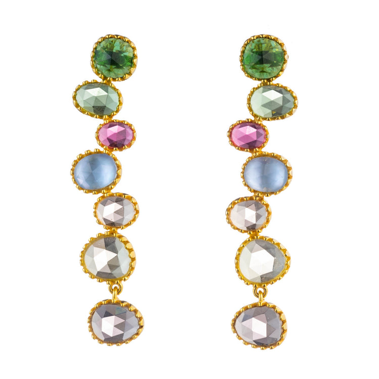 Multicolor Quartz drop bezel earrings translucent